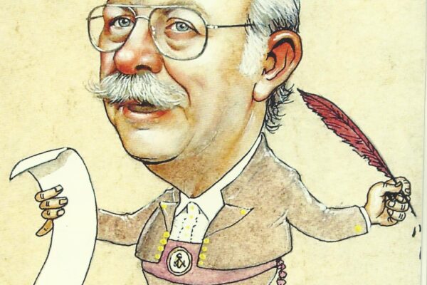 Tertúlia per a commemorar el centenari del naiximent d’Anfós Ramon Caricatura d'Anfós Ramon, poeta festiu